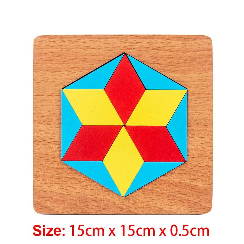 أحجية الصور المقطوعة الهندسية الخشبية من مونتيسوري - لعبة تعليمية ممتعة - ToylandEU