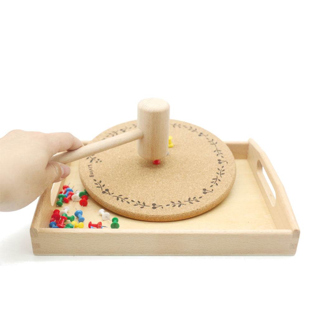 Монтесори дървен комплект с чук и пирони - Забавна образователна играчка за деца - ToylandEU