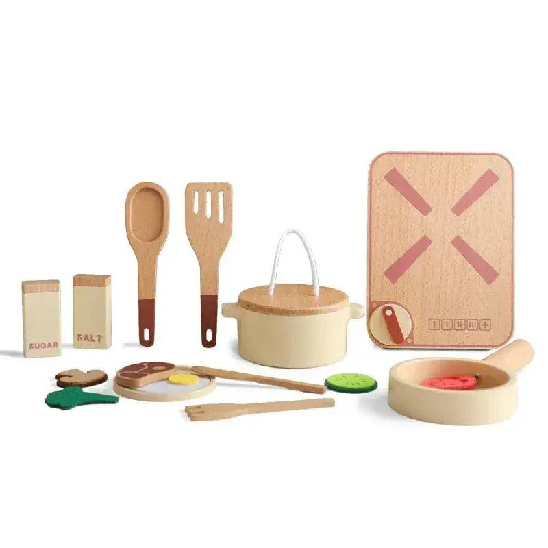  Montessori Wooden Kitchen Toy Set for Kids, Educational Pretend Play, Wooden Cooking Tools -  ToylandEU™