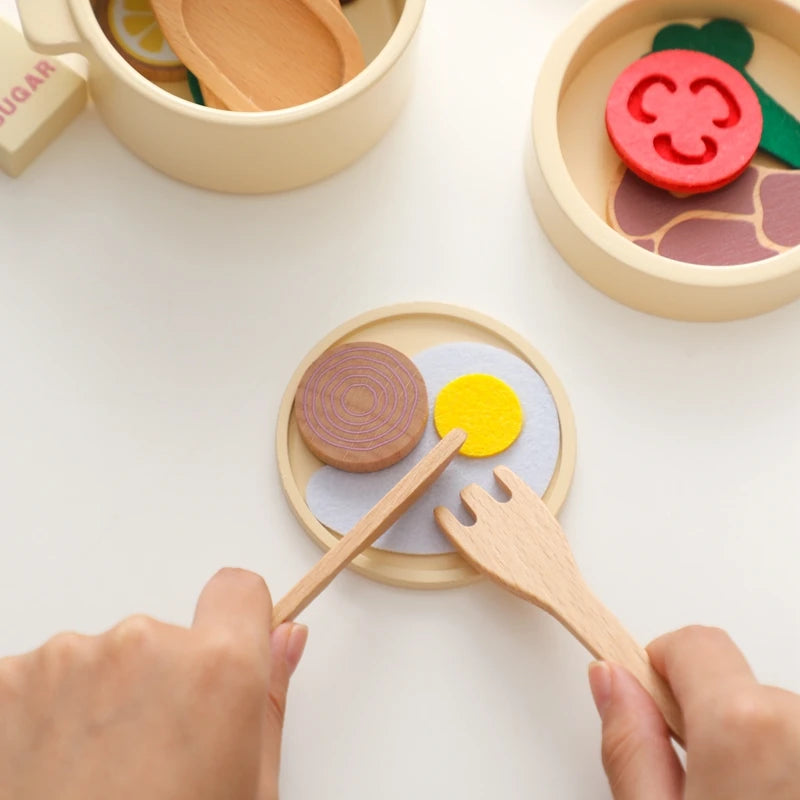 Montessori Wooden Kitchen Toy Set for Kids, Educational Pretend Play, Wooden Cooking Tools - ToylandEU