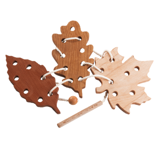 Montessori Wooden Lacing Toy Leaf Set For Fine Motor - ToylandEU