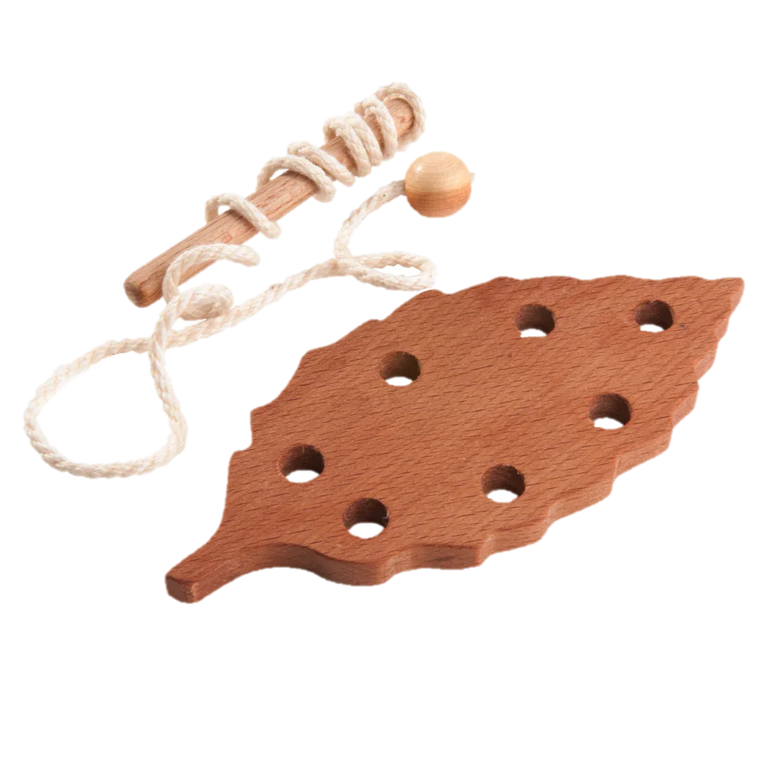 Montessori Wooden Lacing Toy Leaf Set For Fine Motor - ToylandEU