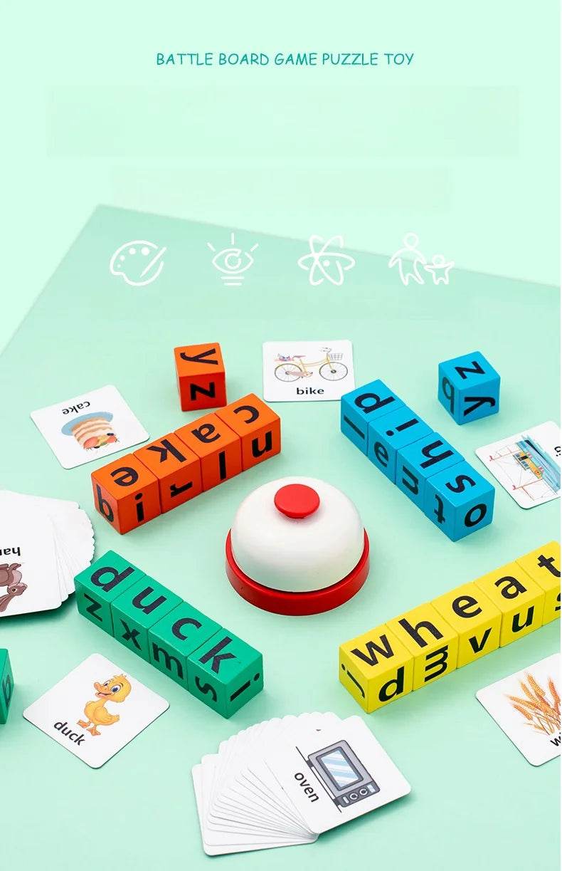 Children's English Card Montessori Wooden Letter Building Blocks Parent-Child Interaction Spelling Battle Desktop Games - ToylandEU