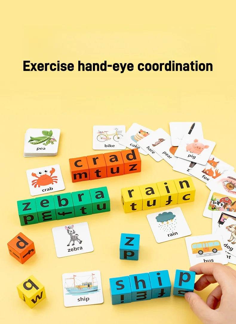 Children's English Card Montessori Wooden Letter Building Blocks Parent-Child Interaction Spelling Battle Desktop Games - ToylandEU