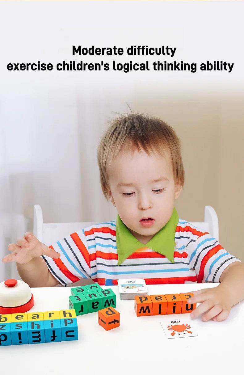 Children's English Card Montessori Wooden Letter Building Blocks Parent-Child Interaction Spelling Battle Desktop Games - ToylandEU