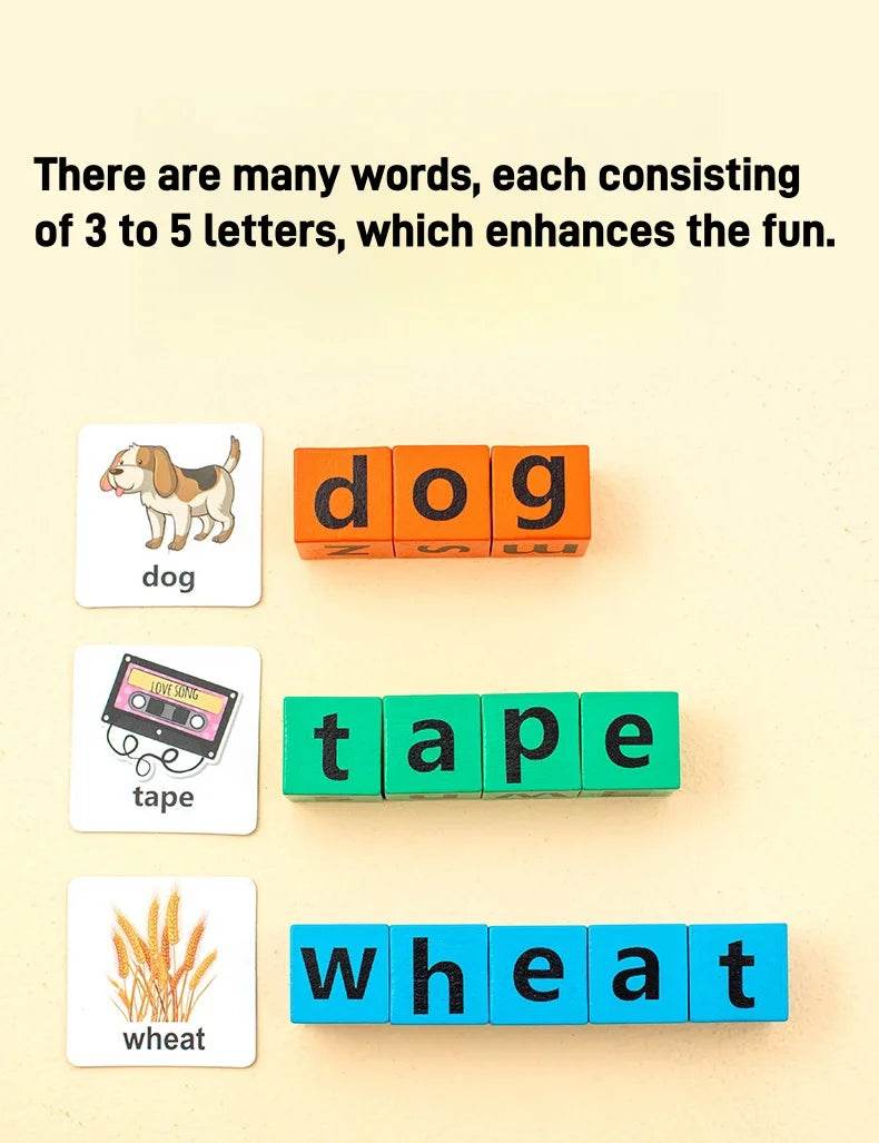 Children's English Card Montessori Wooden Letter Building Blocks Parent-Child Interaction Spelling Battle Desktop Games - ToylandEU