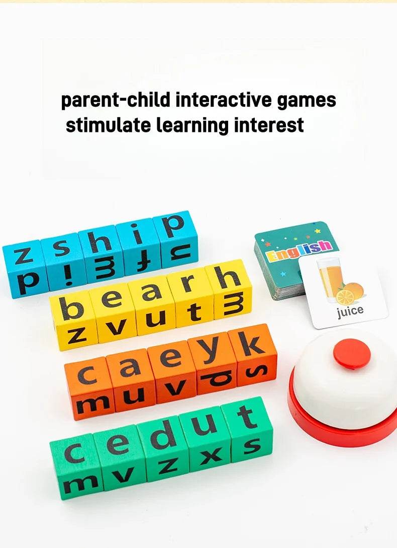Children's English Card Montessori Wooden Letter Building Blocks Parent-Child Interaction Spelling Battle Desktop Games - ToylandEU
