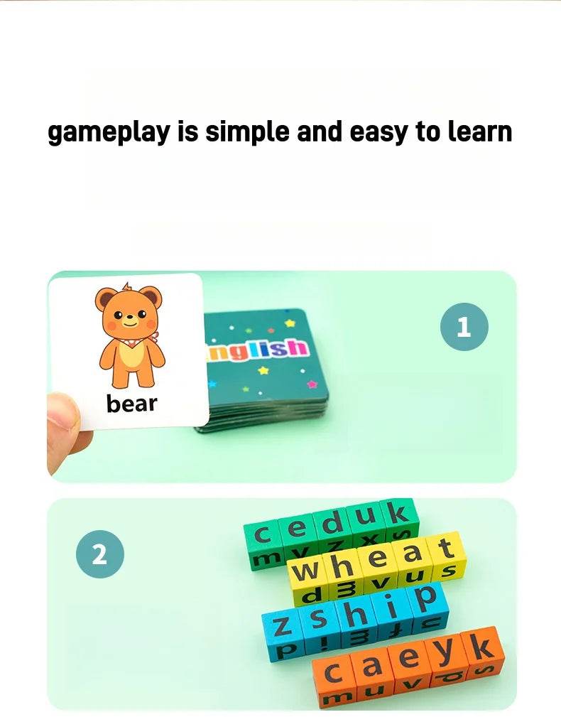 Children's English Card Montessori Wooden Letter Building Blocks Parent-Child Interaction Spelling Battle Desktop Games - ToylandEU