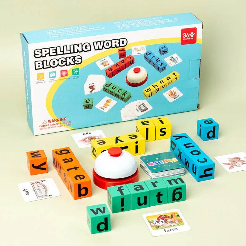 Children's English Card Montessori Wooden Letter Building Blocks Parent-Child Interaction Spelling Battle Desktop Games - ToylandEU