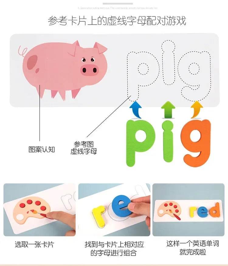 Montessori Word Puzzle Wooden Letters For Preschoolers - ToylandEU