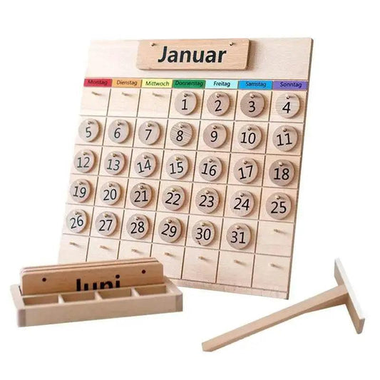 Montessori Wooden Magnetic Calendar For Kids Interactive Preschool Time Teaching Toy -  ToylandEU™