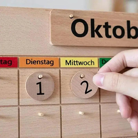  Montessori Wooden Magnetic Calendar For Kids Interactive Preschool Time Teaching Toy -  ToylandEU™