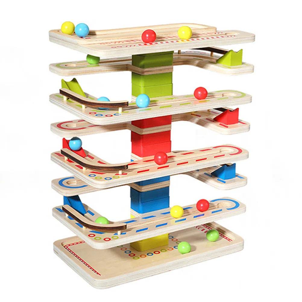 Montessori Wooden Marble Run Tower - Educational Toy for Kids - ToylandEU