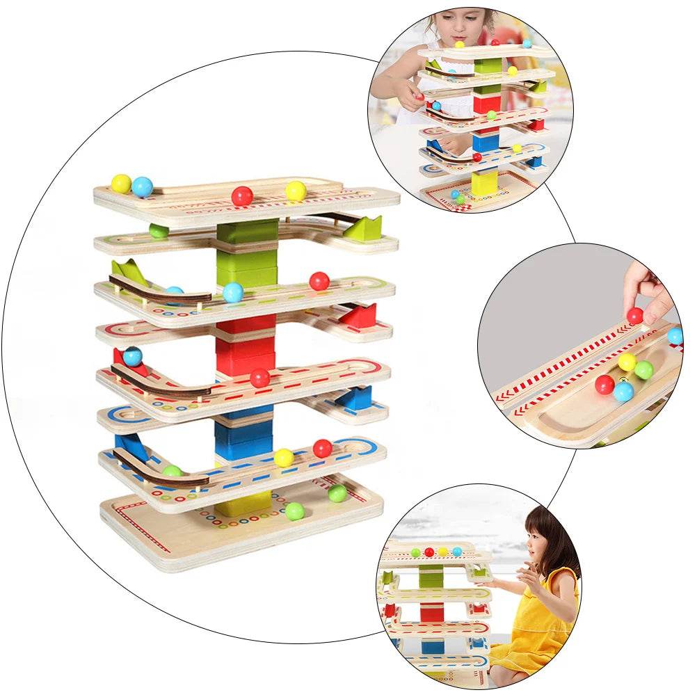 Montessori Wooden Marble Run Tower - Educational Toy for Kids - ToylandEU