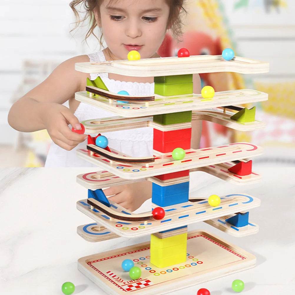 Montessori Wooden Marble Run Tower - Educational Toy for Kids - ToylandEU
