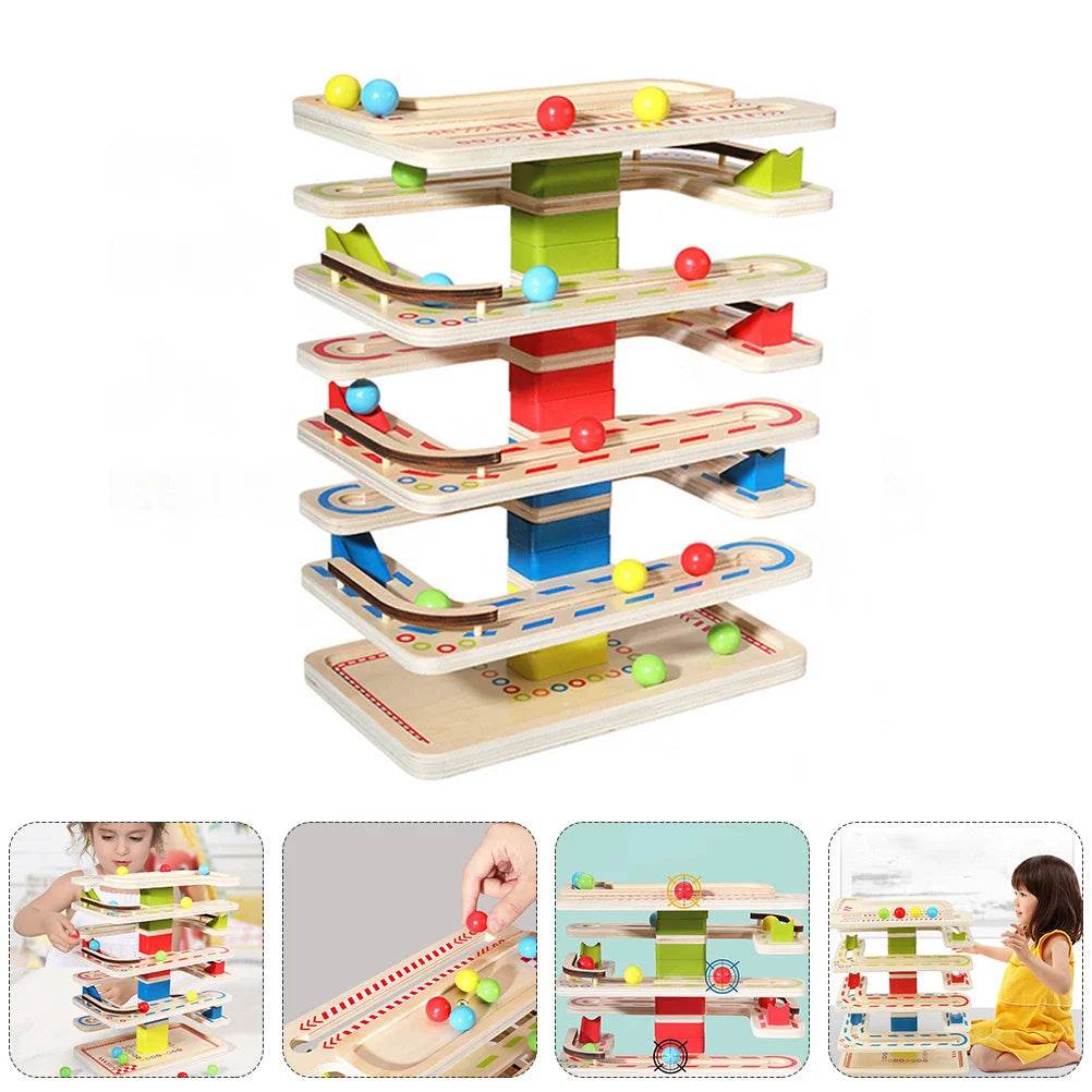 Montessori Wooden Marble Run Tower - Educational Toy for Kids - ToylandEU