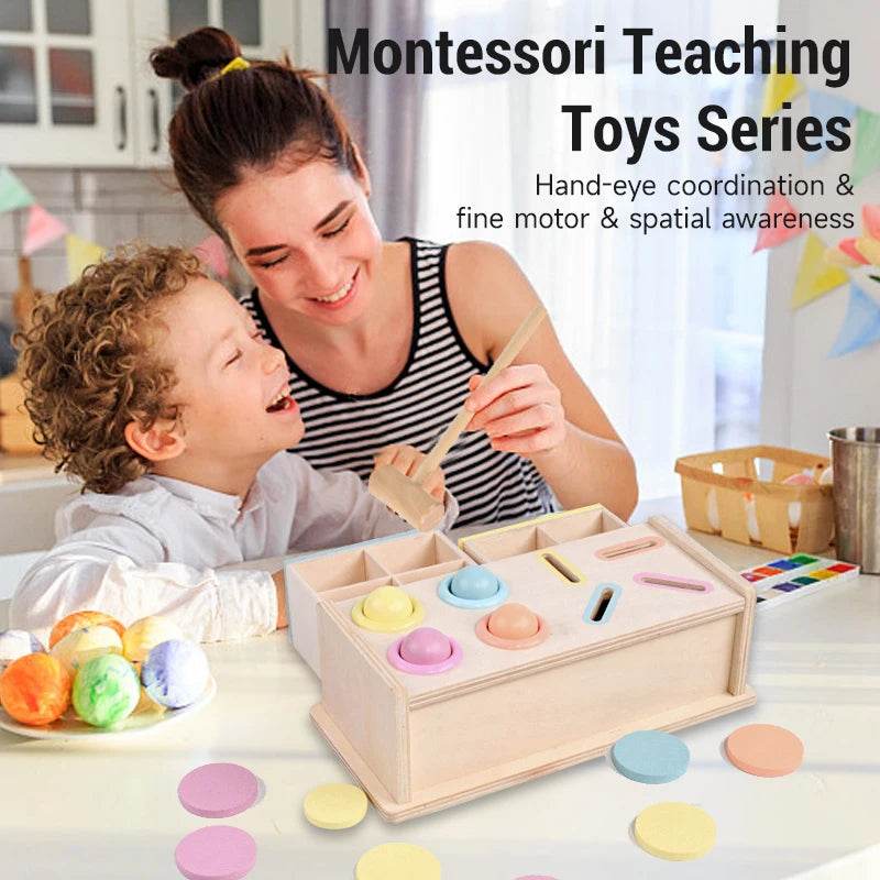 Montessori Wooden Multifunction Toys Color Spinning Coin Box Children Puzzle Sensory Early Education Game Toys Gift - ToylandEU