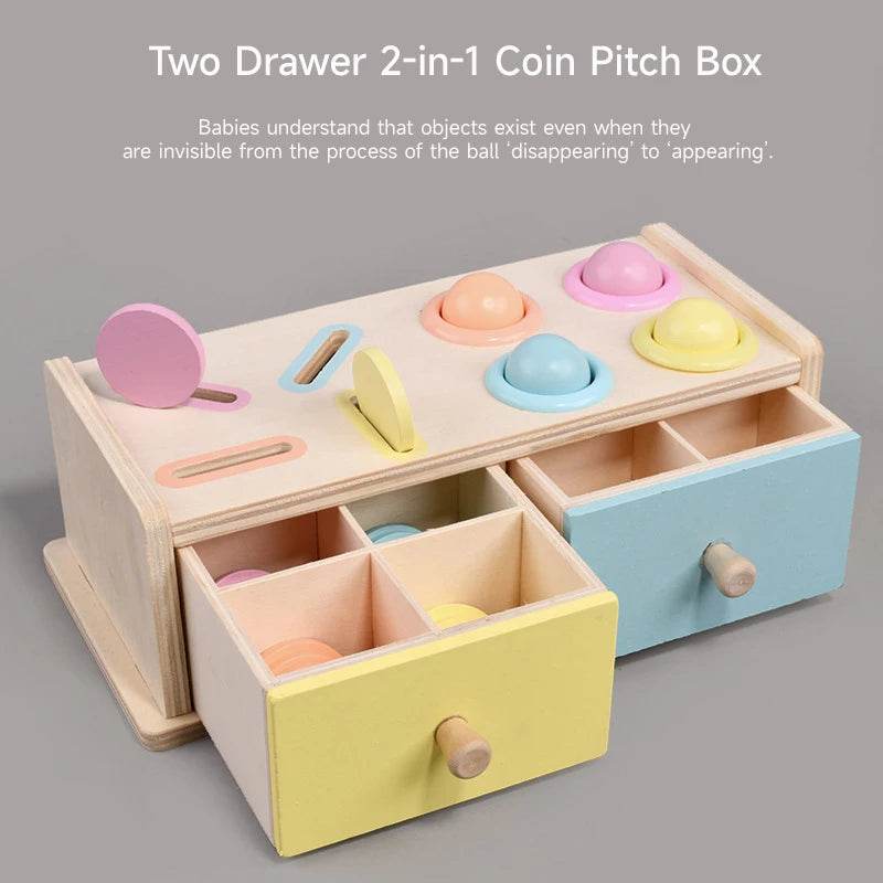 Montessori Wooden Multifunction Toys Color Spinning Coin Box Children Puzzle Sensory Early Education Game Toys Gift - ToylandEU
