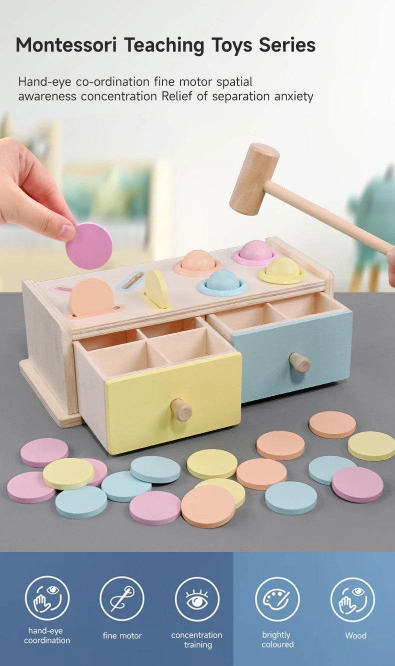 Montessori Wooden Multifunction Toys Color Spinning Coin Box Children Puzzle Sensory Early Education Game Toys Gift - ToylandEU
