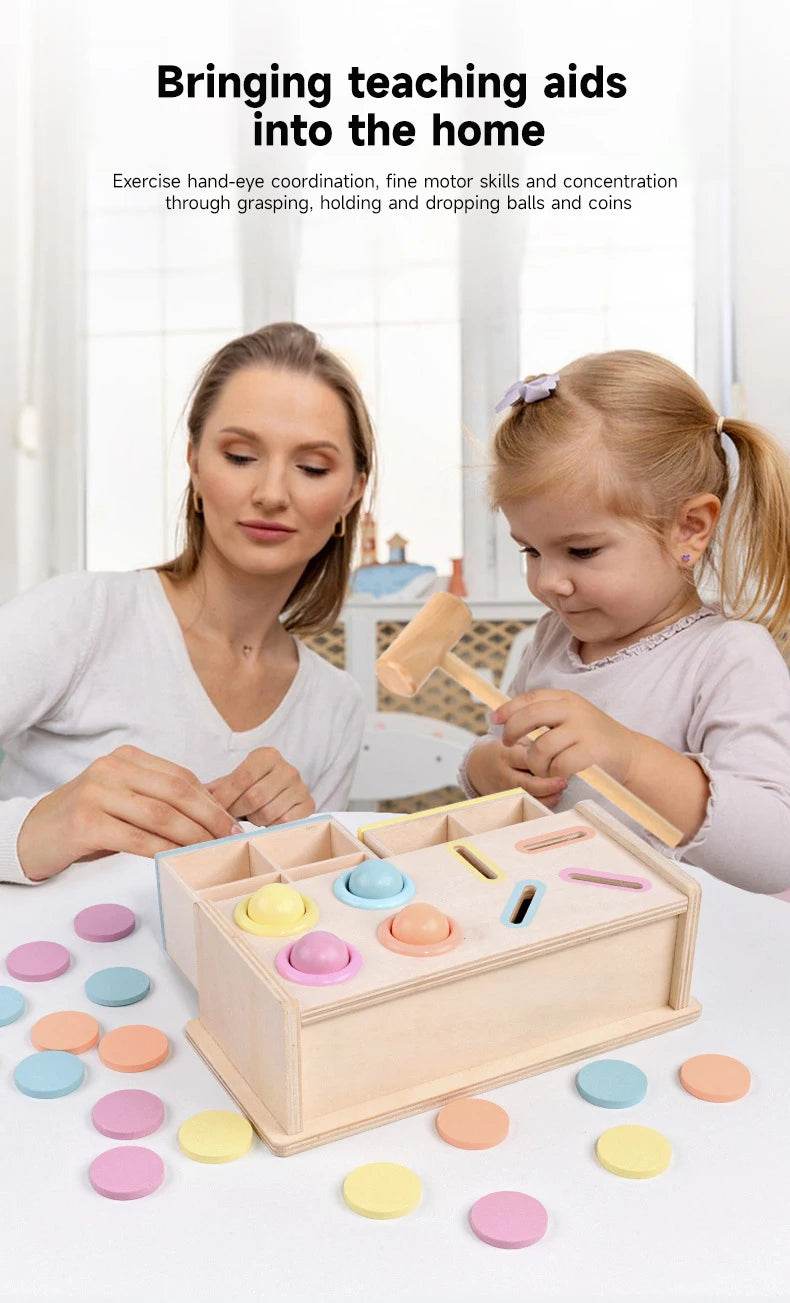 Montessori Wooden Multifunction Toys Color Spinning Coin Box Children Puzzle Sensory Early Education Game Toys Gift - ToylandEU