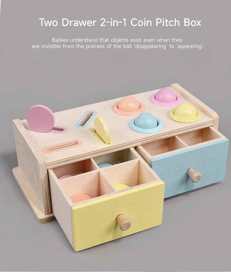 Montessori Wooden Multifunction Toys Color Spinning Coin Box Children Puzzle Sensory Early Education Game Toys Gift - ToylandEU