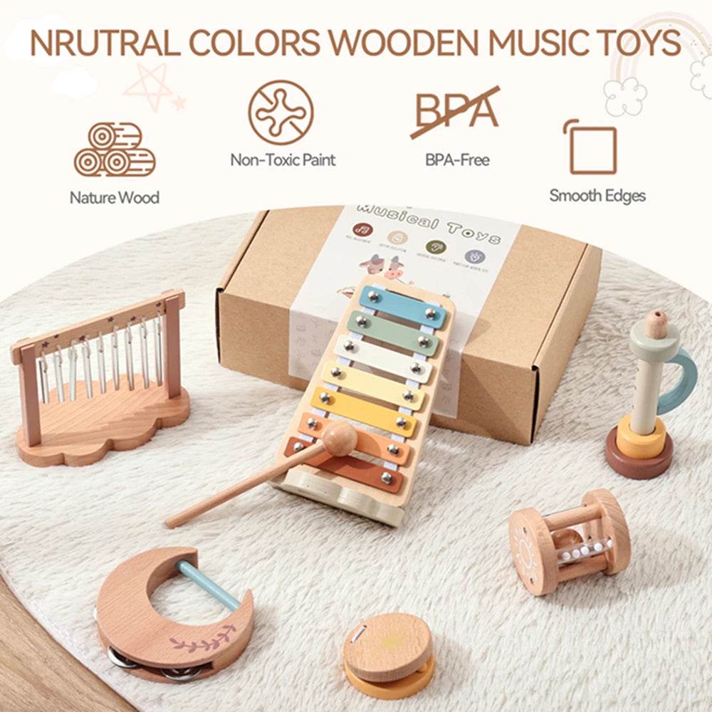 Children Montessori Instruments Toys Wooden Parent Child Interaction Puzzle Early Education Sound Cognition Music Festival Gifts - ToylandEU