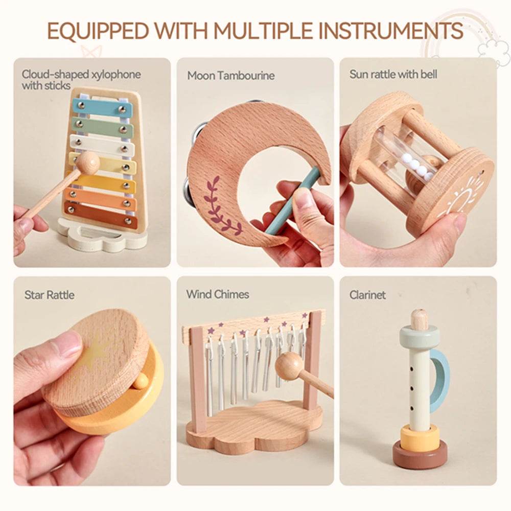 Children Montessori Instruments Toys Wooden Parent Child Interaction Puzzle Early Education Sound Cognition Music Festival Gifts - ToylandEU