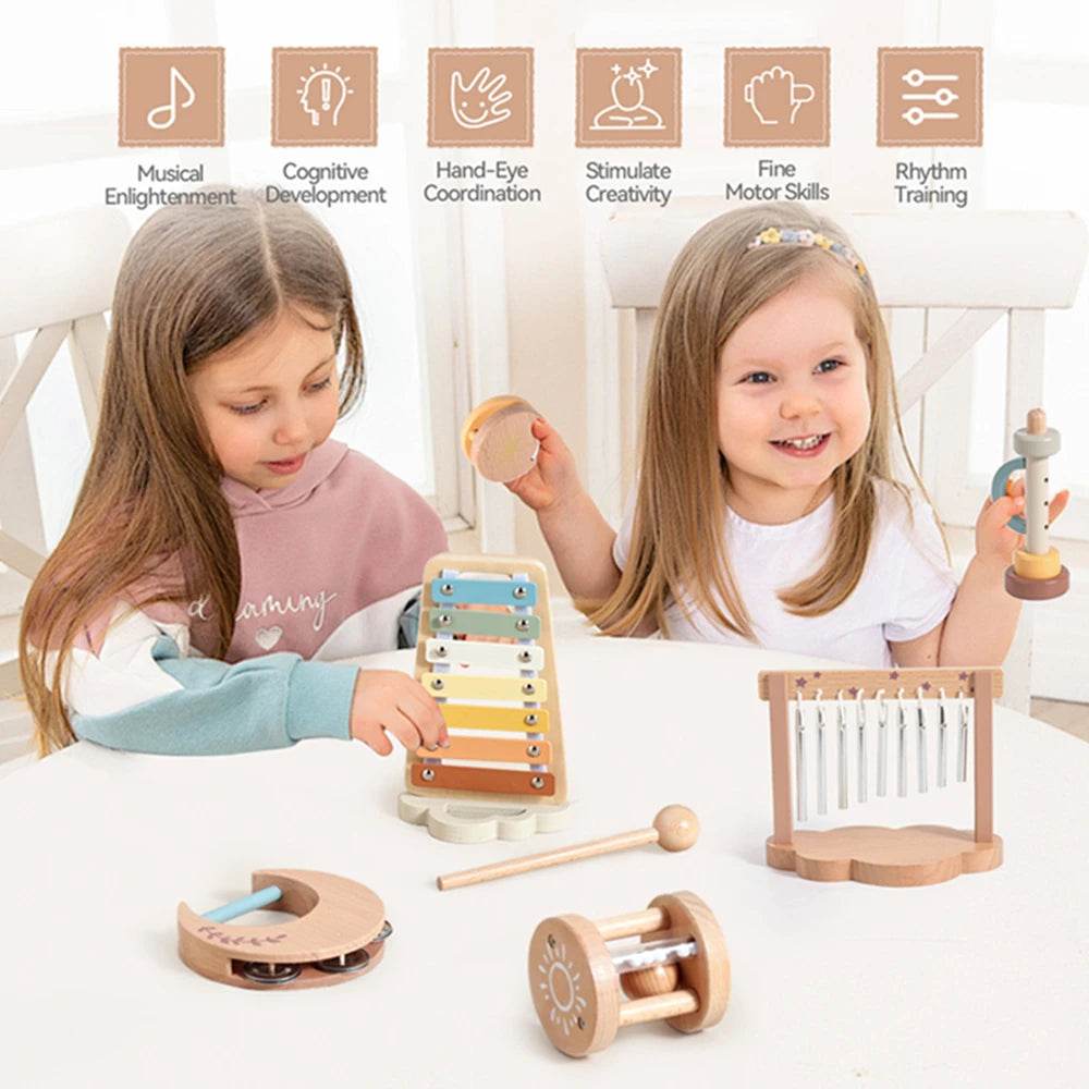 Children Montessori Instruments Toys Wooden Parent Child Interaction Puzzle Early Education Sound Cognition Music Festival Gifts - ToylandEU