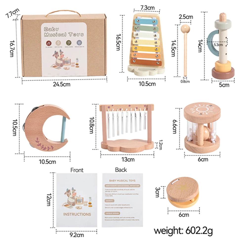 Children Montessori Instruments Toys Wooden Parent Child Interaction Puzzle Early Education Sound Cognition Music Festival Gifts - ToylandEU