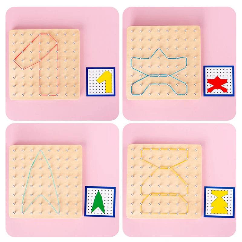 High-Quality Montessori Wooden Nail Board Game with Geometric Shapes for Children Aged 3 to 12 - ToylandEU