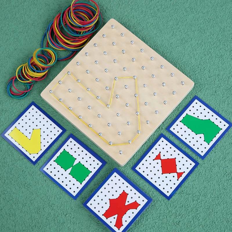 High-Quality Montessori Wooden Nail Board Game with Geometric Shapes for Children Aged 3 to 12 - ToylandEU