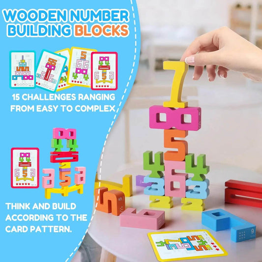 Montessori-Inspired Wooden Number Building Blocks with Animal Themes for Educational Play for Toddlers - ToylandEU