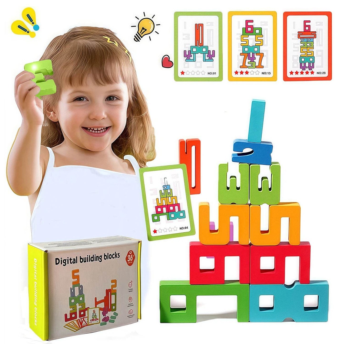 Montessori-Inspired Wooden Number Building Blocks with Animal Themes for Educational Play for Toddlers - ToylandEU