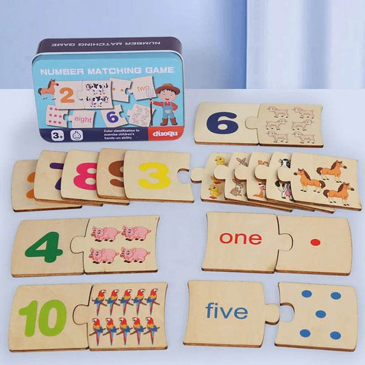 Wooden Number Matching Puzzle Toys Montessori Early Education Digital Pattern Thicken Blocks Game for Baby Festival Gift Toy - ToylandEU