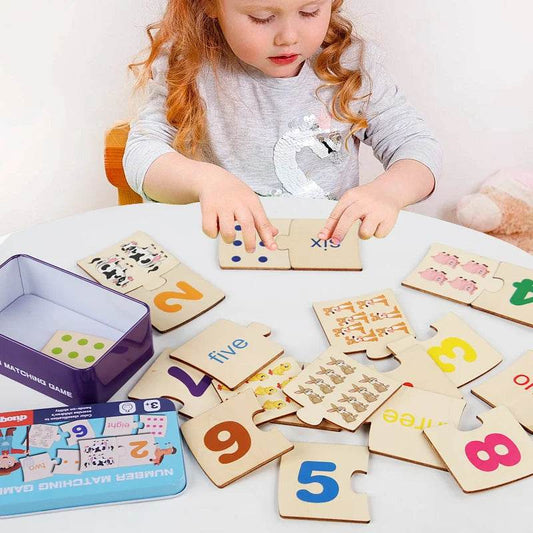 Wooden Number Matching Puzzle Toys Montessori Early Education Digital Pattern Thicken Blocks Game for Baby Festival Gift Toy - ToylandEU
