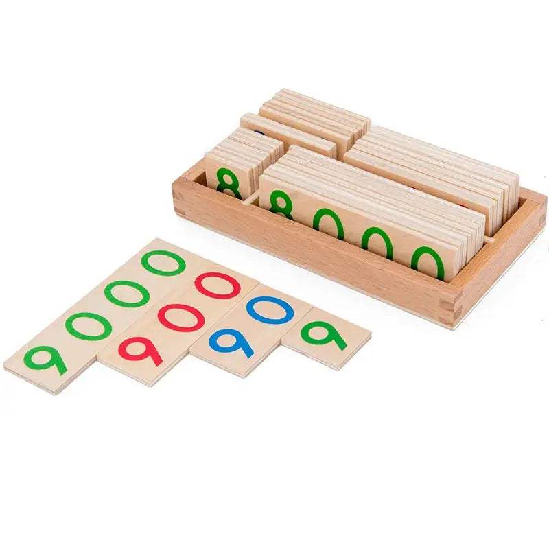 Montessori Wooden Numbers One Through Nine Thousand Educational Cards Preschool - ToylandEU