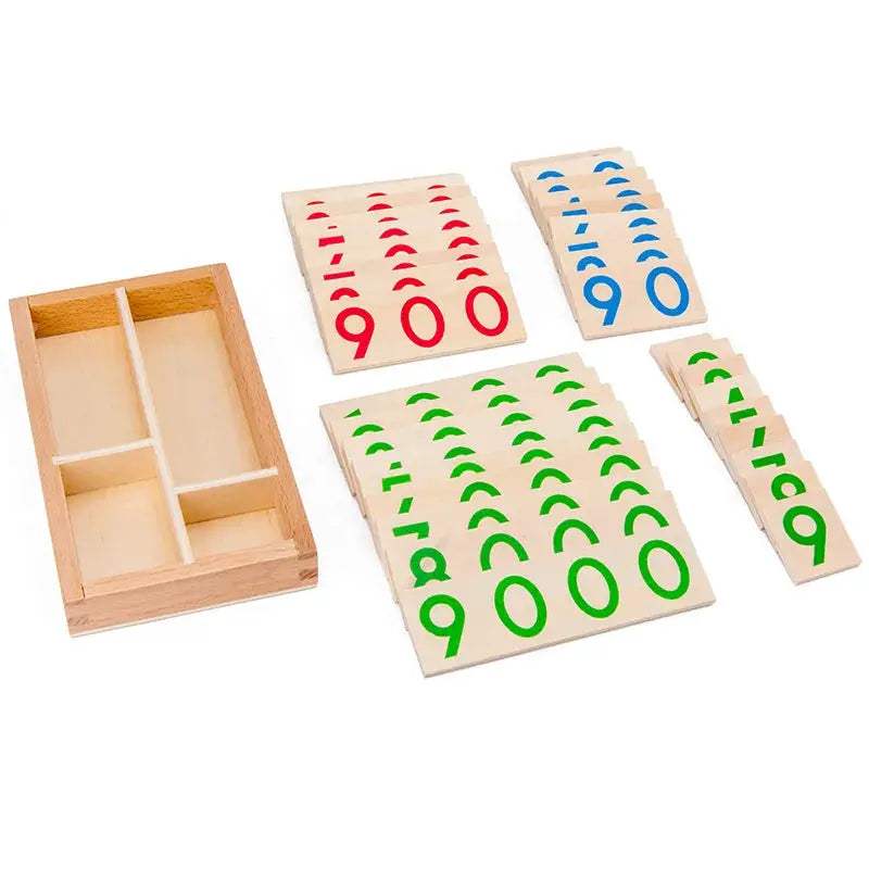 Montessori Wooden Numbers One Through Nine Thousand Educational Cards Preschool - ToylandEU