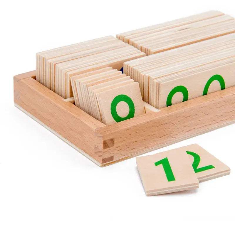 Montessori Wooden Numbers One Through Nine Thousand Educational Cards Preschool - ToylandEU