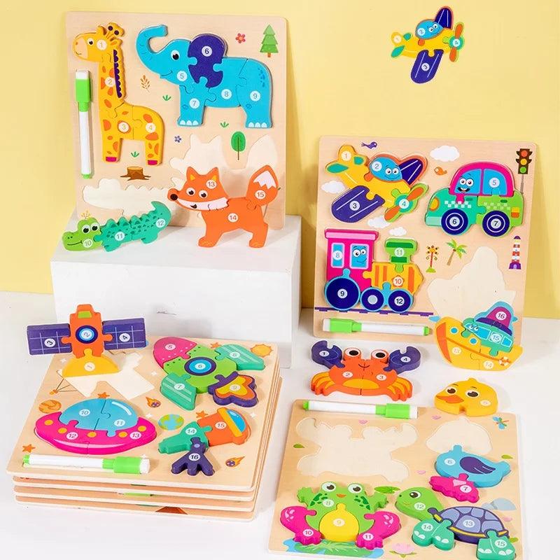 Montessori Wooden Puzzle | 3D Animals | Toylandeu™ 