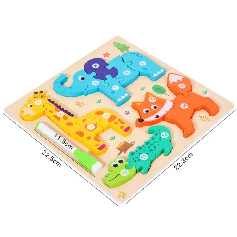  Montessori Wooden Puzzle | 3D Animals | Toylandeu™ 