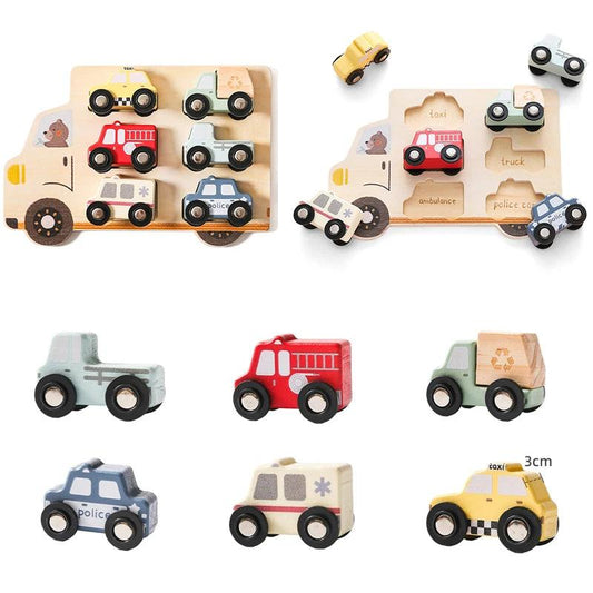  Montessori Wooden Puzzle | 6 Vehicle Set | Toylandeu™ 
