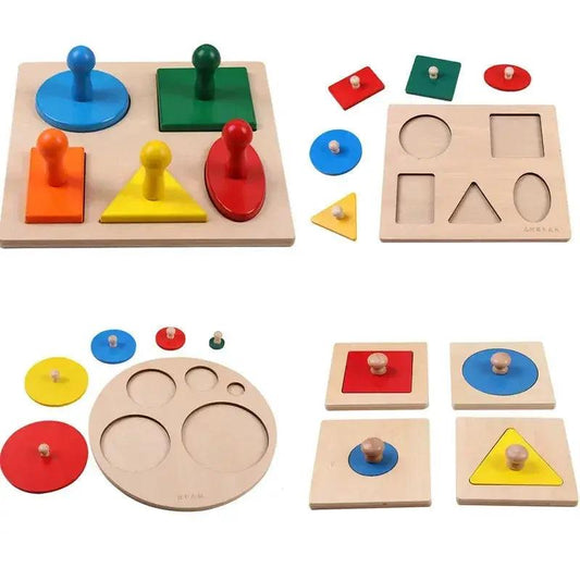  Montessori Wooden Puzzle Shapes Safe For Sorting Color -  ToylandEU™