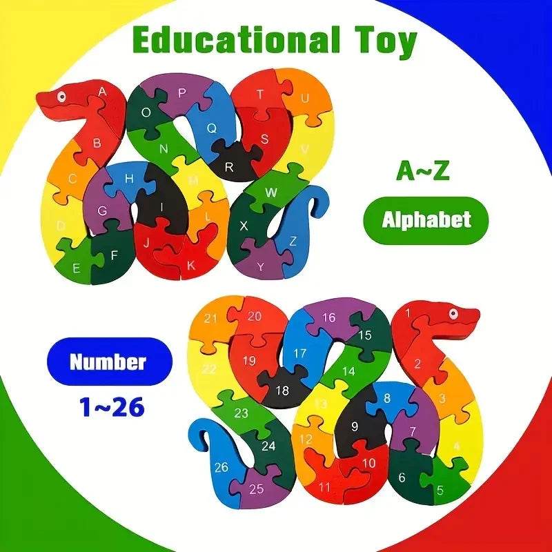 Montessori Children's Wooden Puzzle Toy 26 English Alphabet Number Animal Shapes Educational Toys for Boys and Girls Gift - ToylandEU