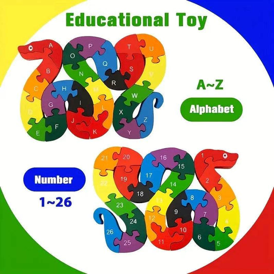 Montessori Children's Wooden Puzzle Toy 26 English Alphabet Number Animal Shapes Educational Toys for Boys and Girls Gift - ToylandEU