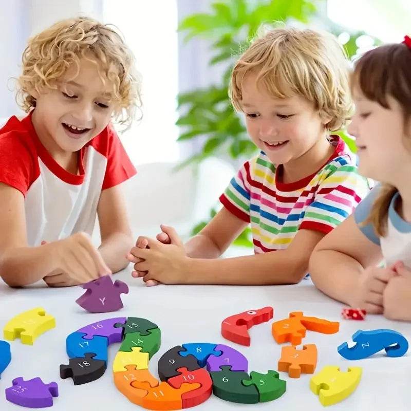 Montessori Children's Wooden Puzzle Toy 26 English Alphabet Number Animal Shapes Educational Toys for Boys and Girls Gift - ToylandEU