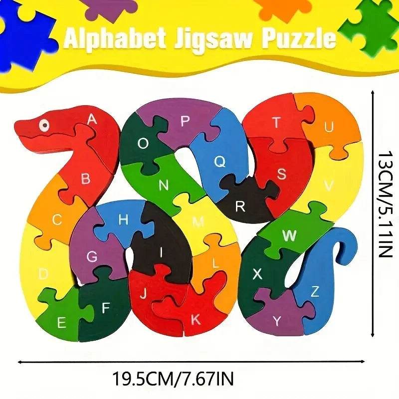 Montessori Children's Wooden Puzzle Toy 26 English Alphabet Number Animal Shapes Educational Toys for Boys and Girls Gift - ToylandEU