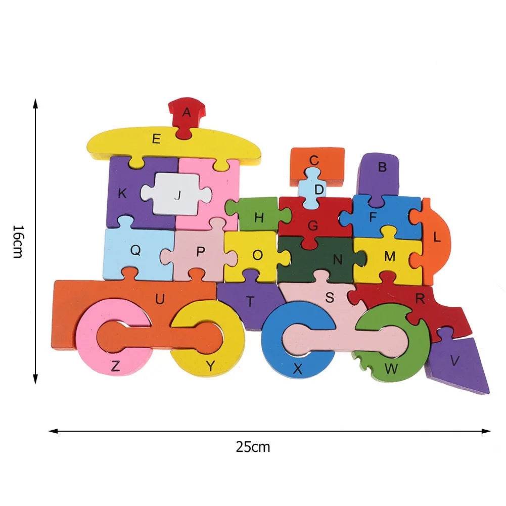 Montessori Children's Wooden Puzzle Toy 26 English Alphabet Number Animal Shapes Educational Toys for Boys and Girls Gift - ToylandEU