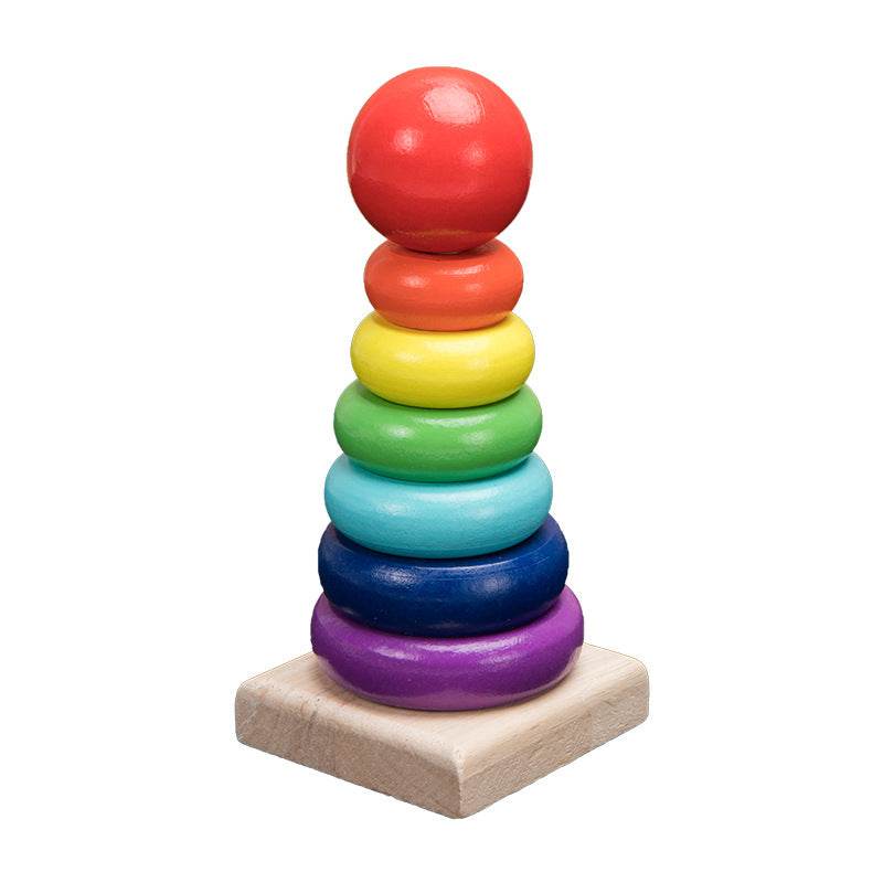 Interactive Montessori Wooden Rainbow Rattles: Fun & Educational Toy for Kids - ToylandEU