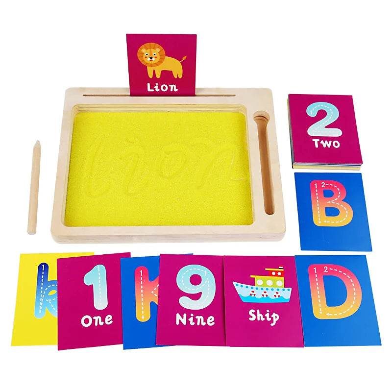 Wooden Montessori Sand Tray With Wooden Pen For Writing Letters And Numbers Early Educational Toys Gifts bandeja montessori made - ToylandEU