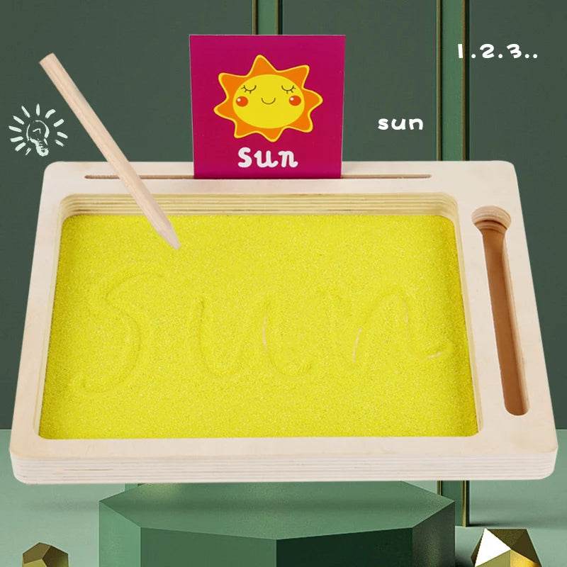 Wooden Montessori Sand Tray With Wooden Pen For Writing Letters And Numbers Early Educational Toys Gifts bandeja montessori made - ToylandEU